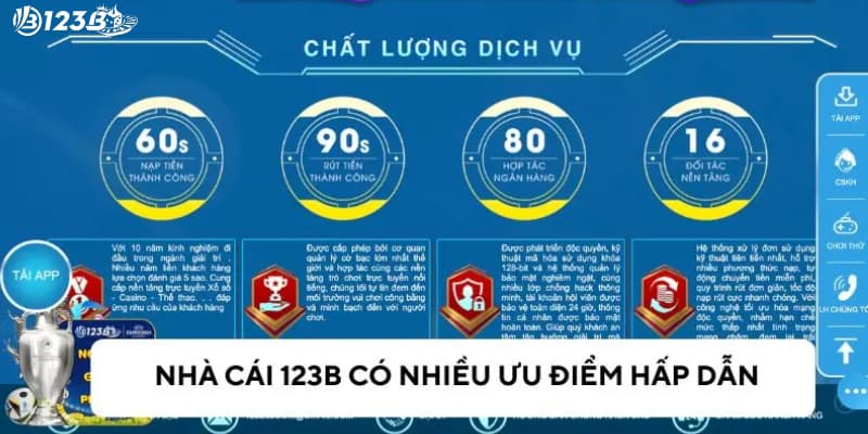 Nhà cái 123b có nhiều ưu điểm